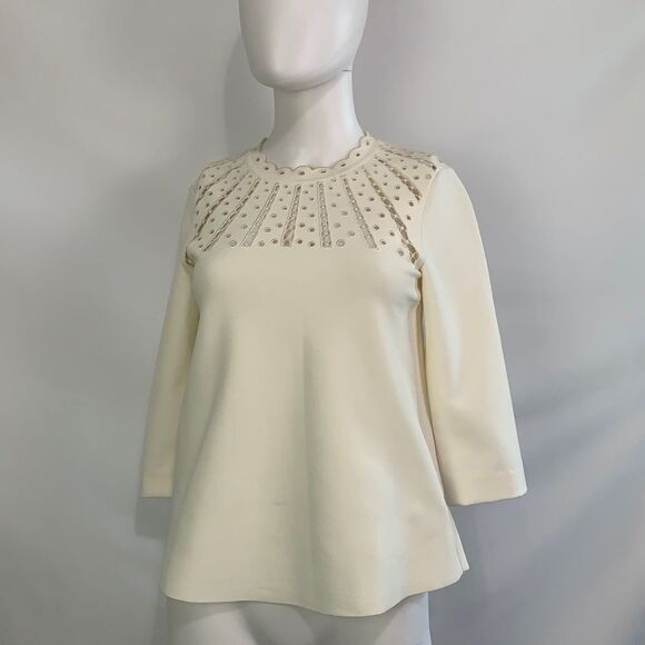 Valentino cream high neck open front top - Picture 1 of 8